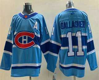 Men%27s Montreal Canadiens #11 Brendan Gallagher Blue 2022 Reverse Retro Stitched Jersey